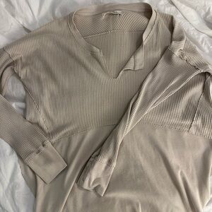 We The Free Cream Ribbed Knit Top